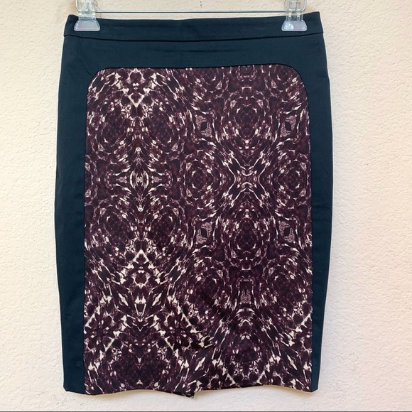 Club Monaco Black EDITH Black Maroon Panel Skirt B2/18 - Picture 3 of 7